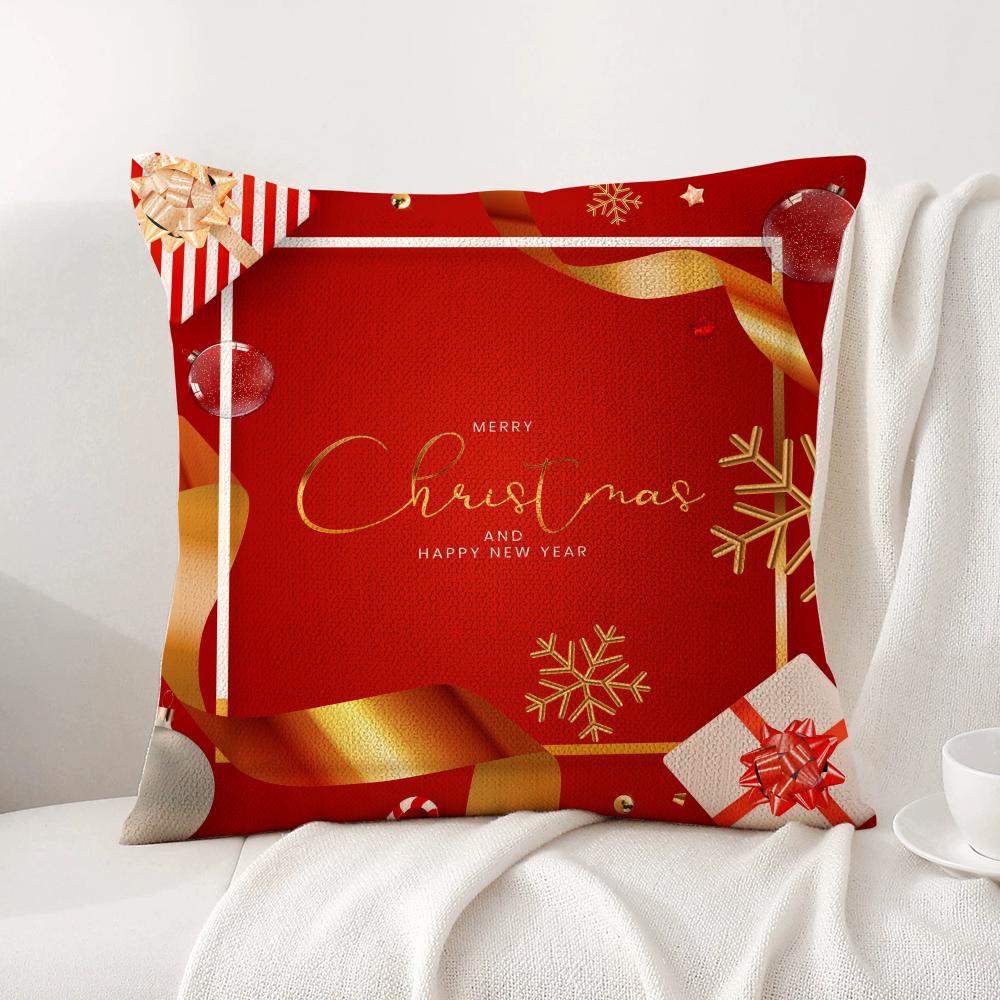 Christmas world Cushion Cover Natural Linen Organic Fabric DoubleSided Printing Sofa Home Decor Breathable Bed Pillow