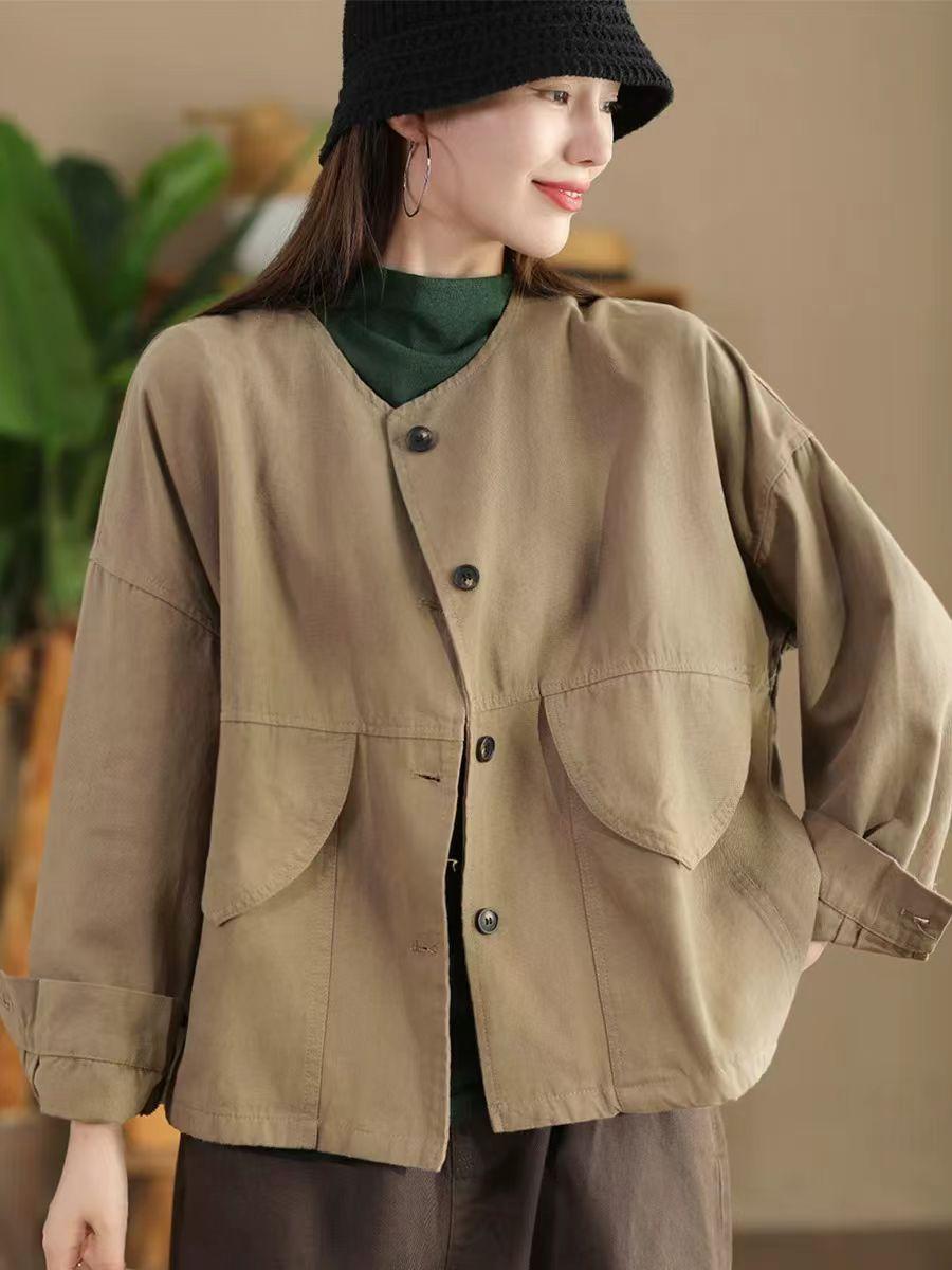 Johnature Женское осеннее нишевое винтажное модное свободное однобортное пальто — фото 8