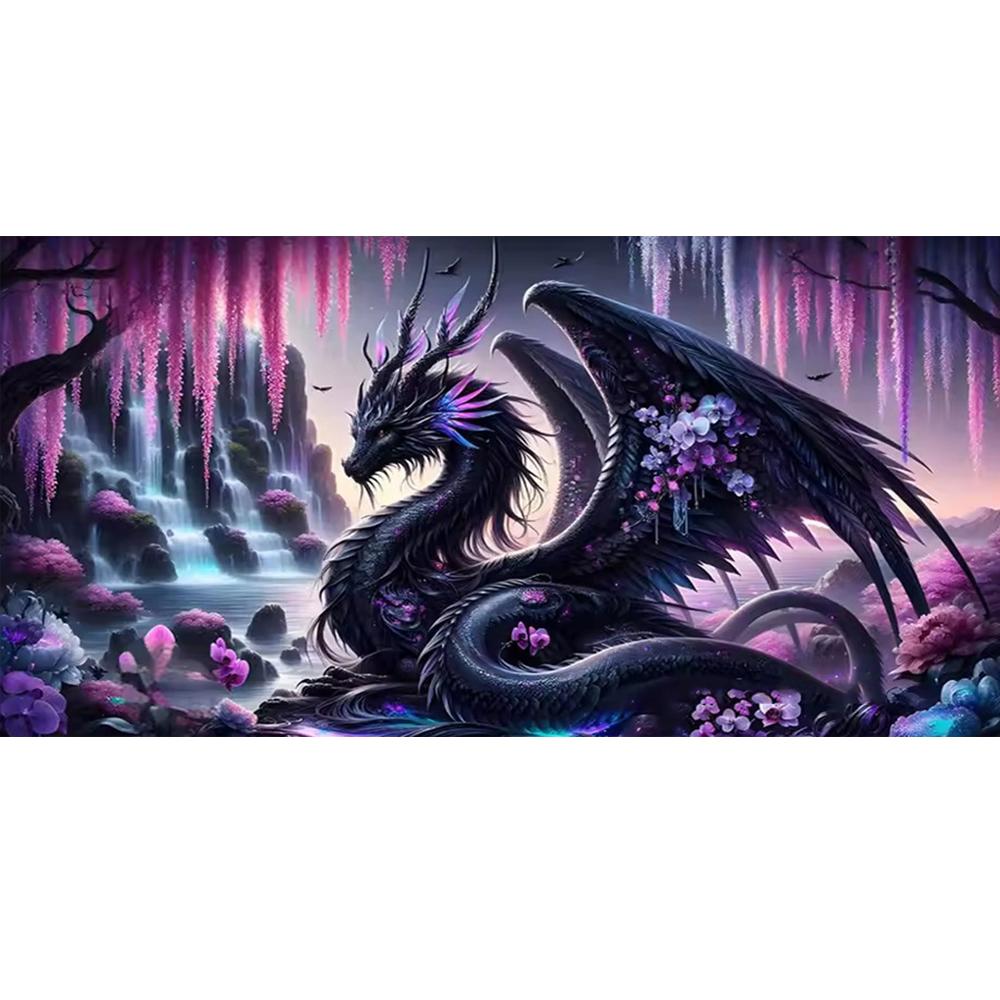 Large Size Mosaic DIY Full Diamond Painting Kits Art Fantastic Dragon and Flowers Embroidery Cross Stitch Rhinestones