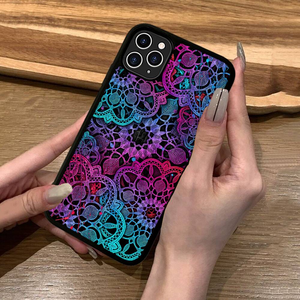 Luxury Art Mandala Phone Case Silicone PC+TPU For For IPhone 11 12 13 14 15 16 Plus Pro Max Cover