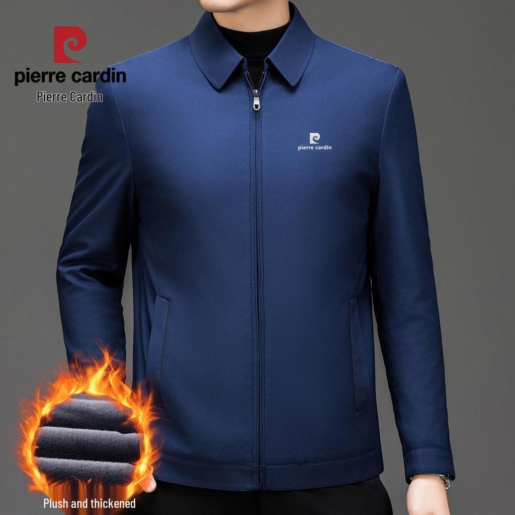Pierre Cardin Men's Executive Plus Velvet Lapel Jacket - 2025 Autumn/Winter Mid-Aged Dad Suit Collar Outerwear