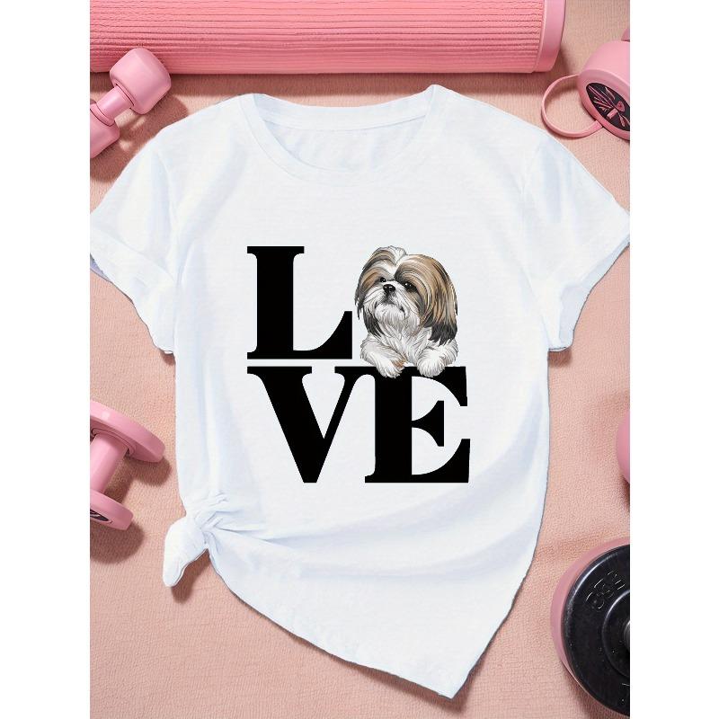 LOVE Shih Tzu T-Shirt, Plus Size, Short Sleeve, Sports
