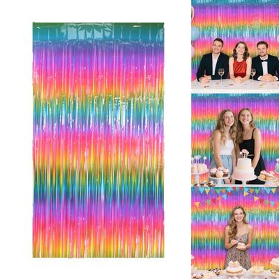 2PCS PET Tassels Garlands for Party Decoration Simple Setups Assort Color Tinsel Metallic Curtain for Home Celebration