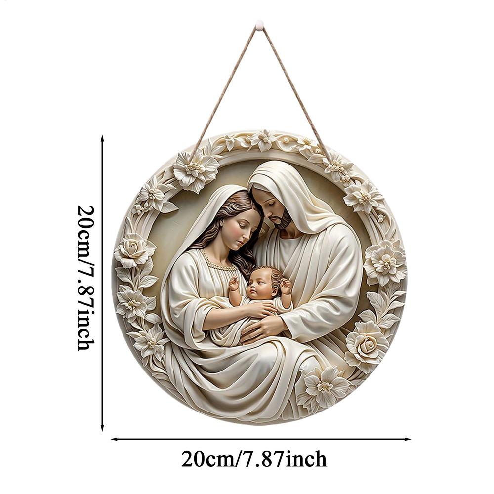 Рождественский вертеп Рождественские украшения Круглые Праздничные украшения Знак Рождение Иисуса Декор для помещений Стена Окно Гостиная