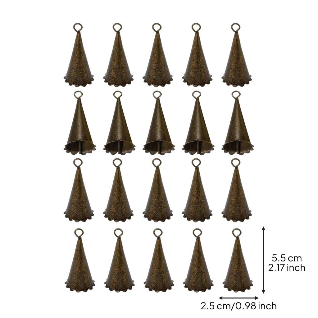 20 Pieces Antique Finish Craft Bell Nostalgic Mini Metal for Charm Making
