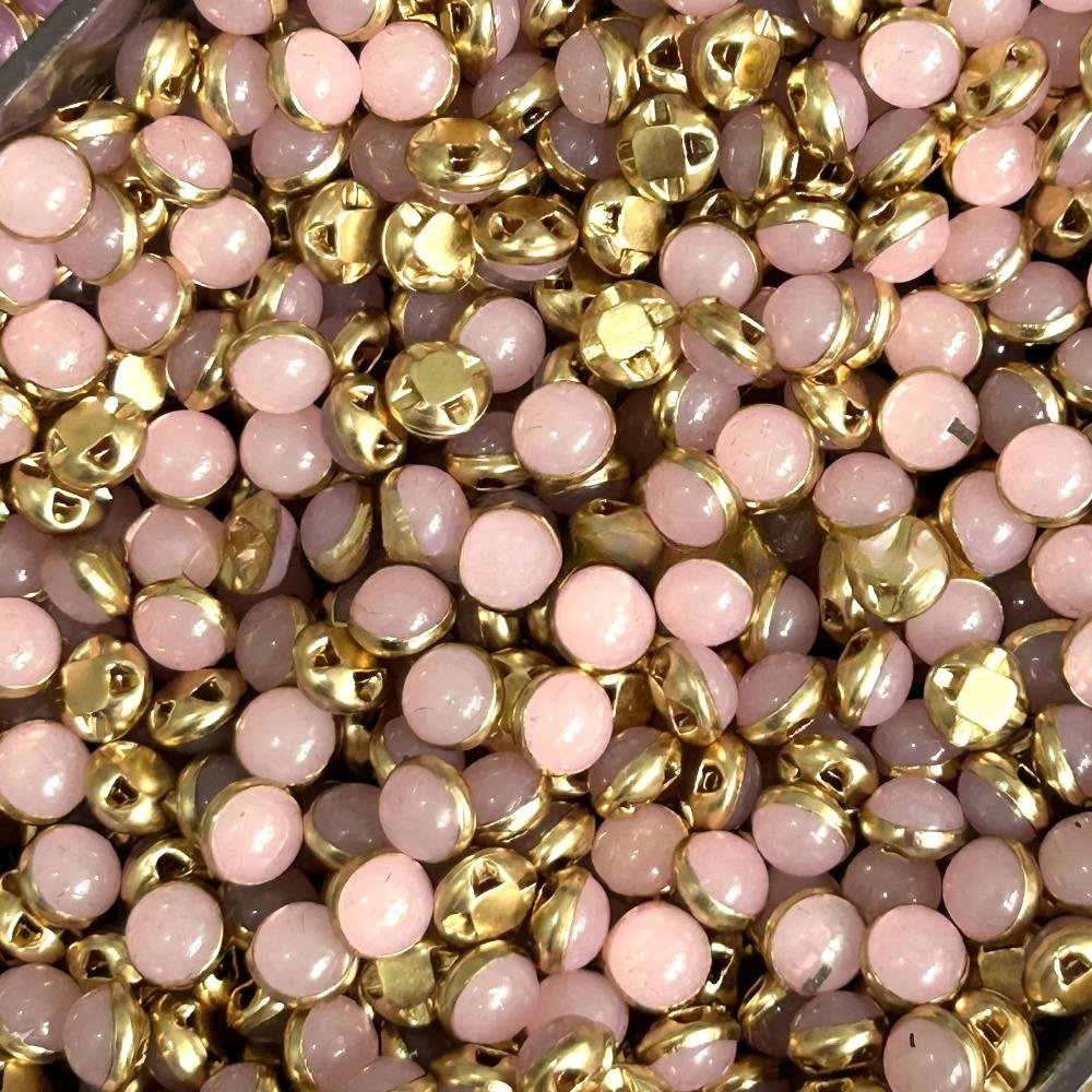 100 Stück 5 mm superkleine Knöpfe goldfarben Zinklegierung runde Schaftknöpfe DIY Handarbeit Puppenzubehör