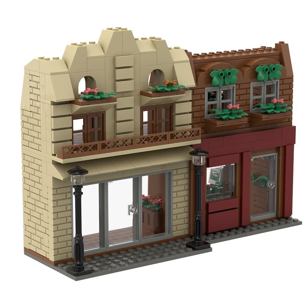 MOC scene toy boy girl flower shop street view city Diy small particle building block assembly gift