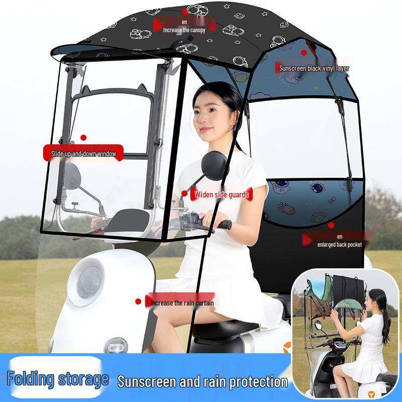 Rozkładana markiza i osłona przeciwdeszczowa do motocykli i trójkołowców.