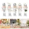 Pack of 5 Miniature Silver Nutcrackers Figurine Charm Accessories Wood Hanging Pendant Holiday Decoration Supplies