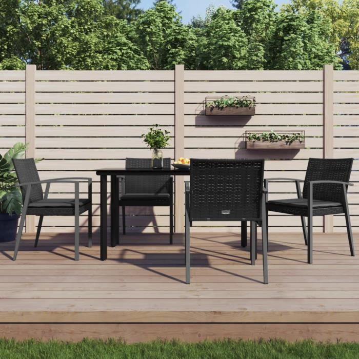 VidaXL Garden Dining Set 5 Pcs Cushions Woven Resin Steel 3186991