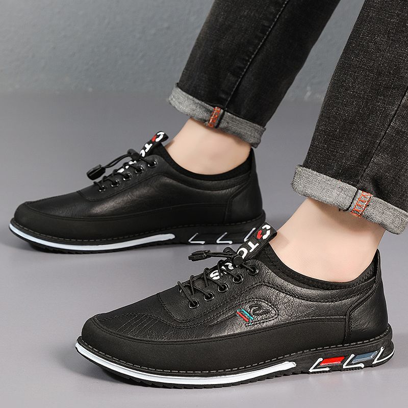 Spring and Autumn Large Size Men's Casual Leather Shoes Soft Sole Lightweight Men's Fashion Versatile Driving Shoes Doudou Shoes
