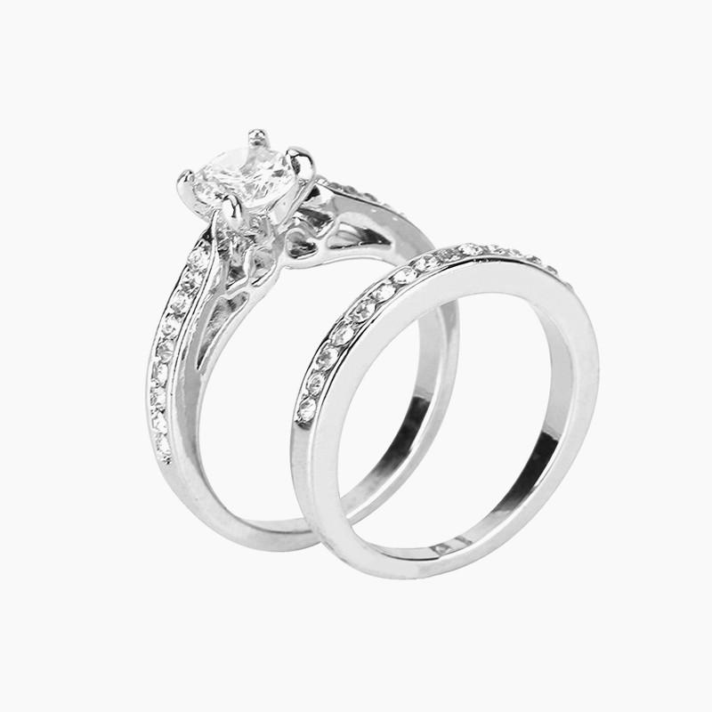 Buy Fashion Jewelry Couple Anniversary 2Pcs Zircon Rings Festival Gift
