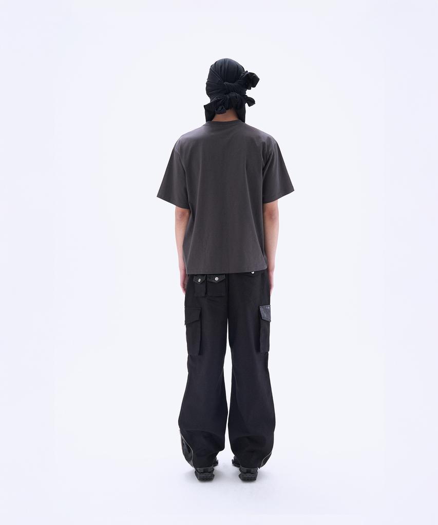 Tibioeseu Leather Detail Cargo Pants Black