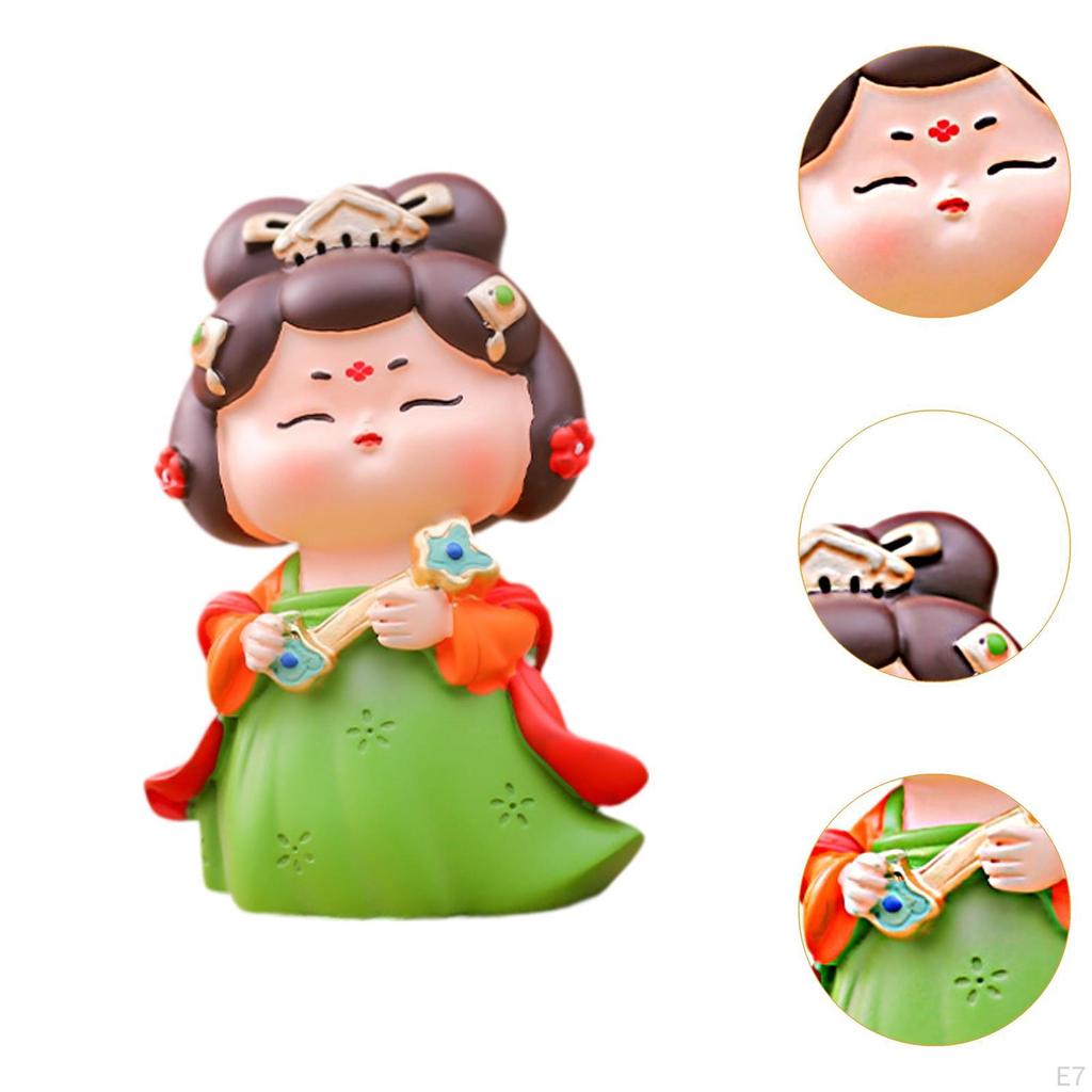 Cartoon Tang Dynasty Lady Statue Desktop Decoration for Mantel, Bookshelves, Cafe Decor Multipurpose