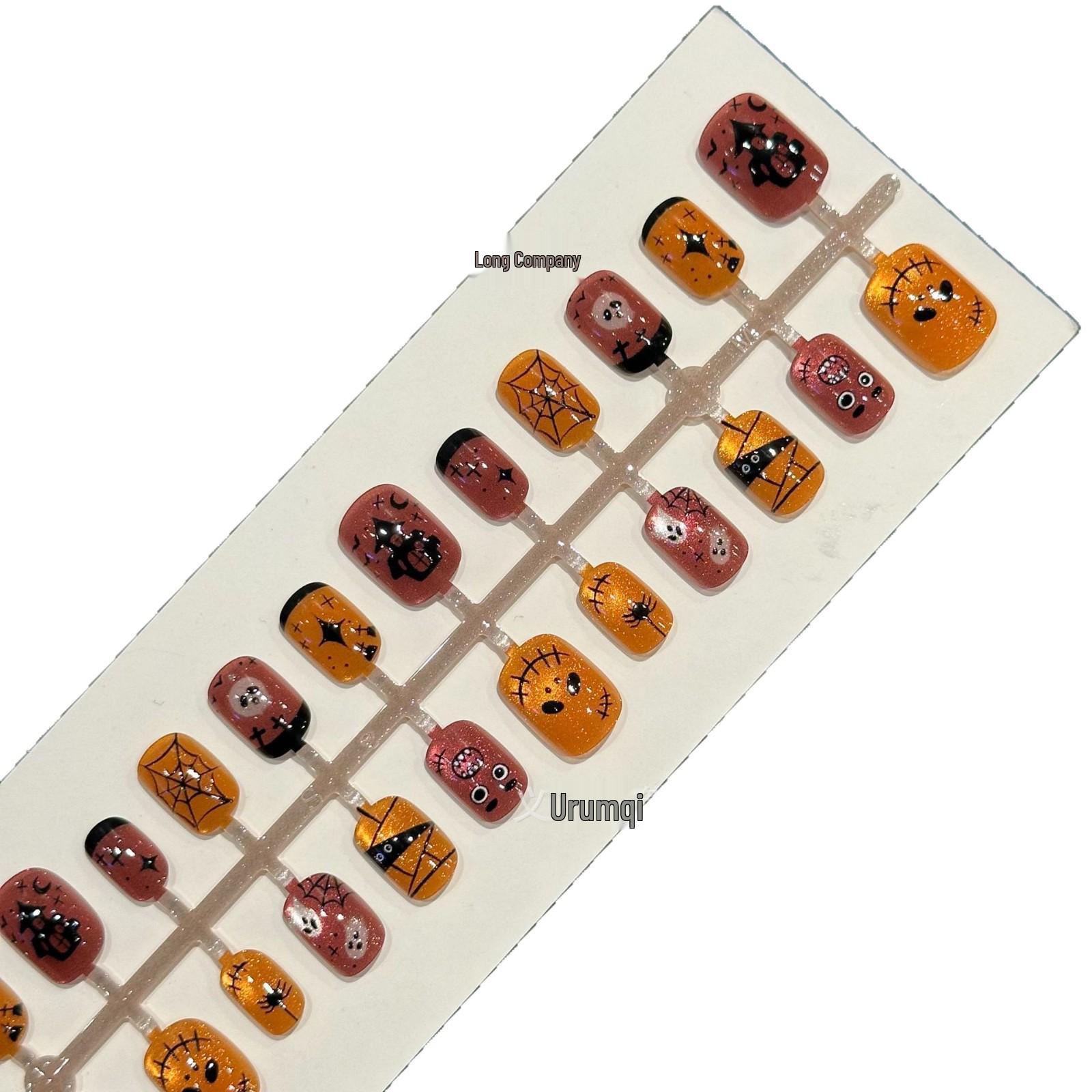 30-Piece Gradient Christmas Halloween Wearable Nail Stickers - Daily Disposable Pre-sized Nail Art