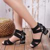 Ethnic Style Embroidered Mid-heel Sandals Women 2024 Summer All-match Thick Heel Elegant Retro Open Toe Embroidered Shoes Women