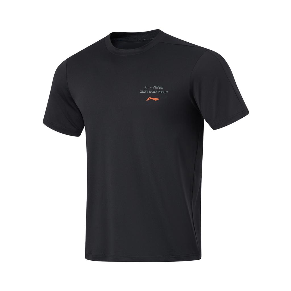 Li-Ning Plain Casual Sports Simple Round Neck Pullover Short Sleeve T-Shirt Men Tops Black ATSU501-6