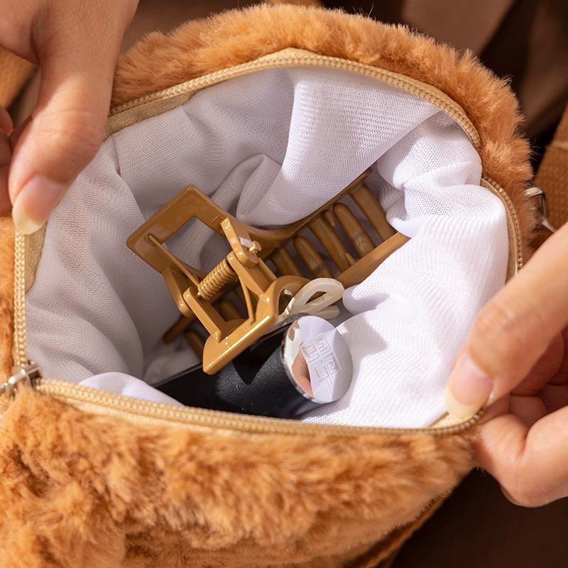 New Barcelona bear bag cute plush doll bear head bag doll backpack women's messenger bag