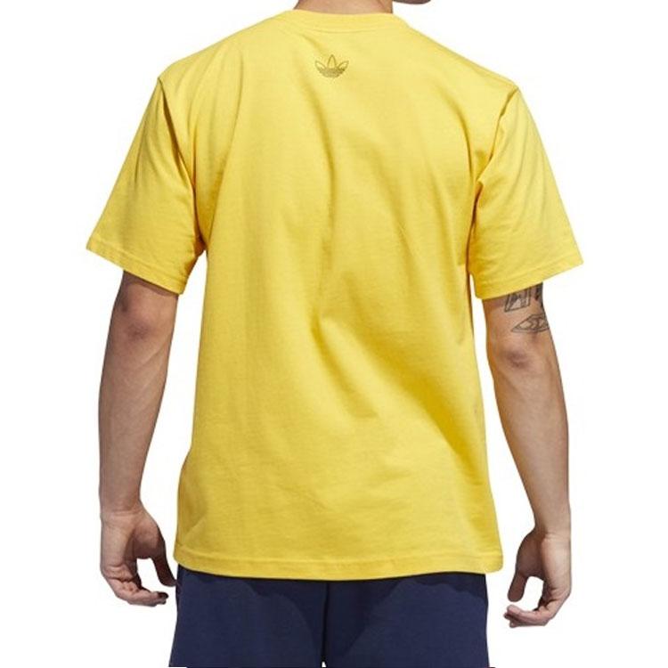 adidas Originals Trefoil Art Logo Print Tee Men Tops Yellow DV3280