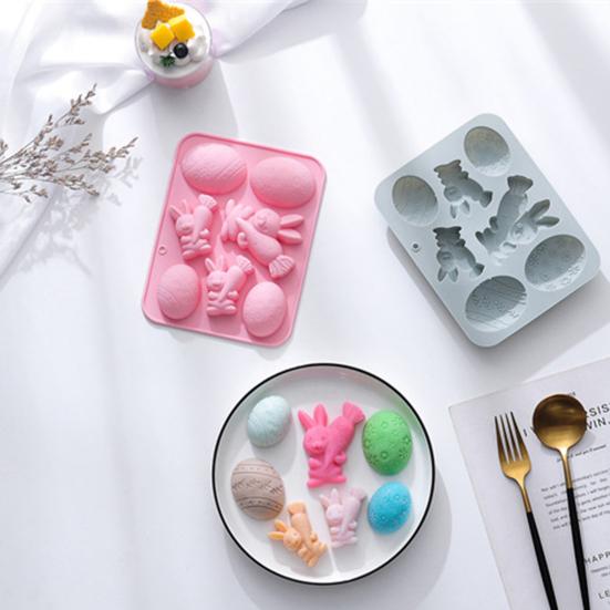 Easter Silicone Baking Mold 4 Egg 3 Bunny Shaped Flexible Non-Stick Cake Mold Chocolate Jelly Ice Cream Dessert Mold