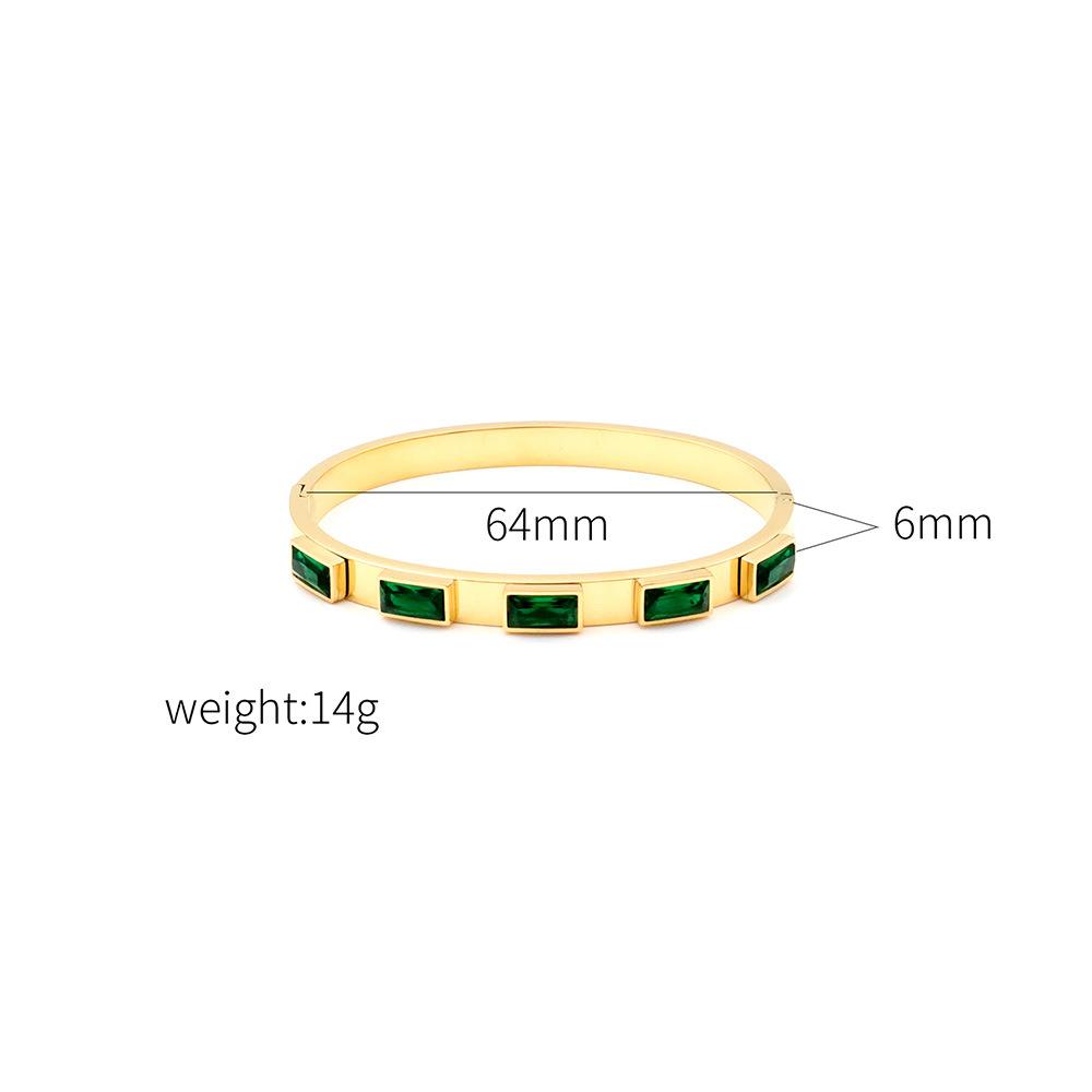 Zubehör 18K Galvanisiert Rechteckige Zirkonia Schnalle Armband Mode Leichter Luxus Zirkonia Damen Titanstahl Armband