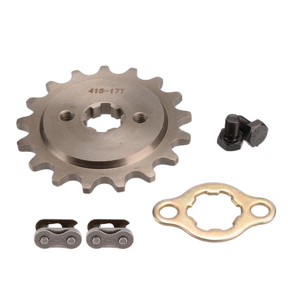 Motorcycle 415 Chain 17mm 14/15/16/17 Tooth Front Engine Sprocket With 415H Master Connector Link For Motorized Bicycle Moped