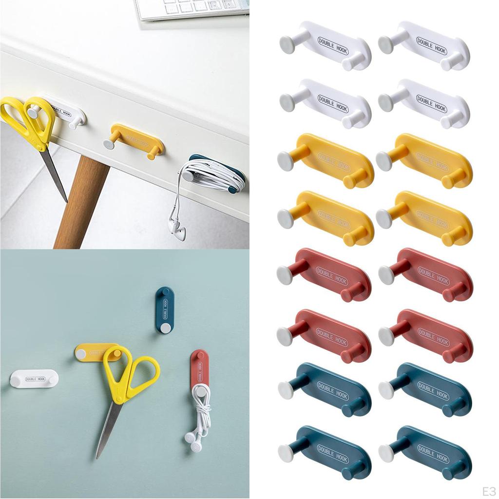 4 Hooks, Self Adhesive Towel Coat Robe Cap Hats Hanger, Sticky Bathroom Hanging Wall Hook, ABS
