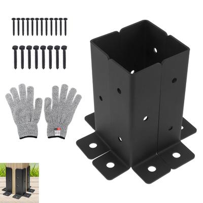 4x4 Zoll 2mm Hochleistungs-Pulverbeschichtete Ankerfußhalterungen für Deck Veranda Zaunpfosten mit Schrauben Handschuhe