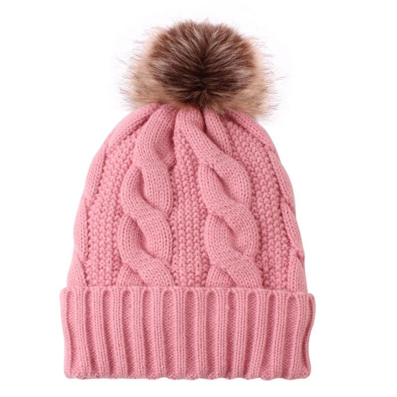 Women S Fleece Lined Pom Pom Knit Hat For Winter
