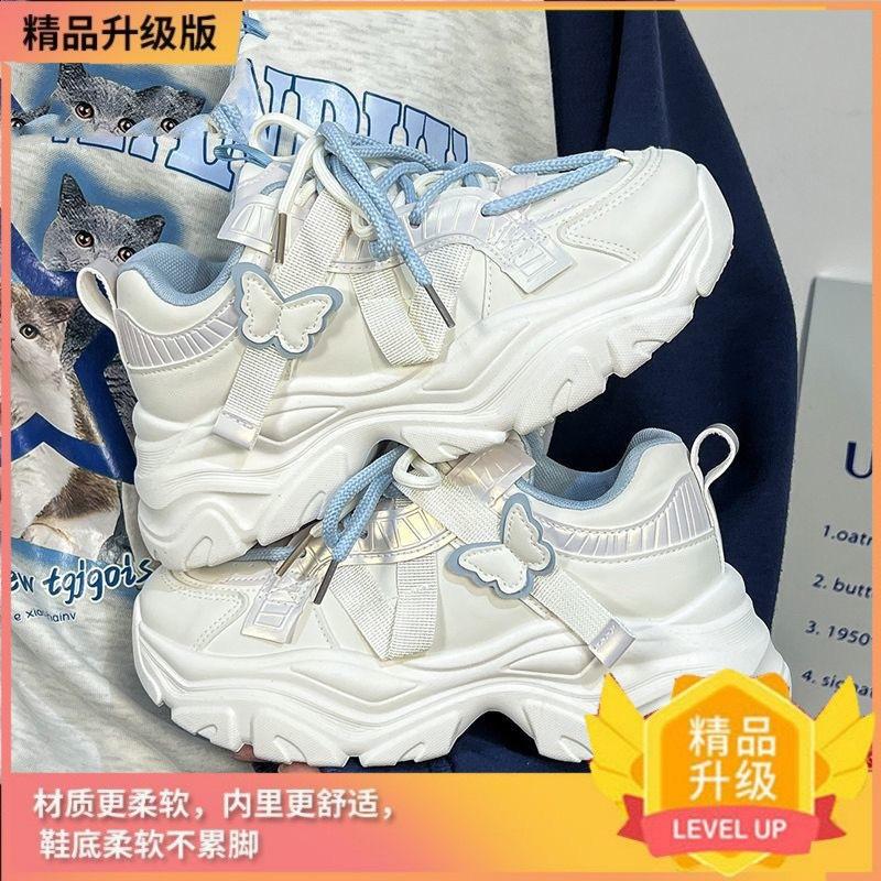 Breathable ultra-light dad shoes 22 spring new butterfly thick-soled heightening sneakers 35