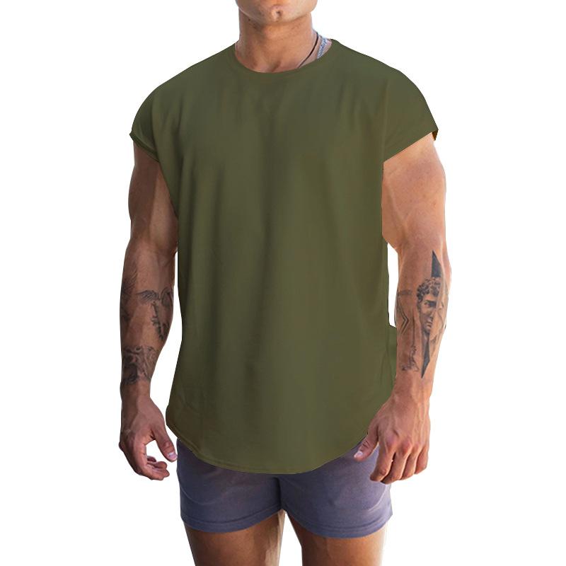 

Новая футболка мужская свободная однотонная повседневная мужская большого размера спортивная футболка с круглым вырезом жилет мужская S армия зеленый