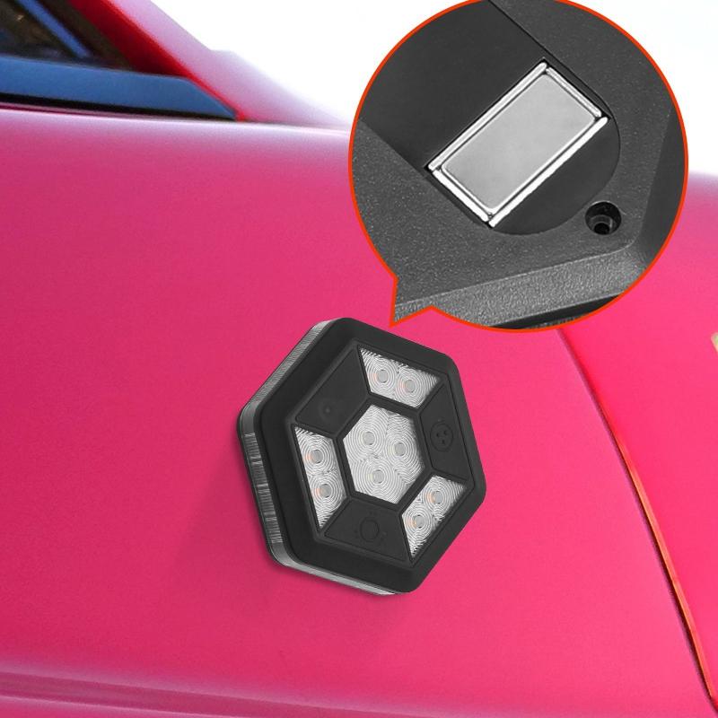 Car Rotating Led Magnetic Warning Light Flashing Rechargeable Yellow White Traffic Safety Flash Auto Safety Signal Light Toola