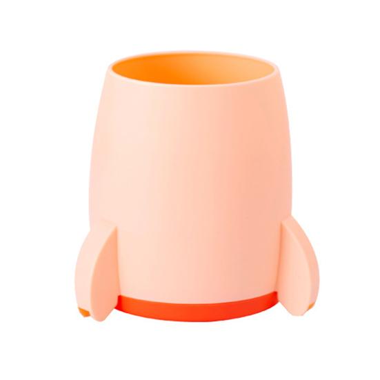 Rocket-Shaped Pen Holder for Kids Space-Themed Desktop Organizer for Pens Pencils And Makeup Brushes Cute Students Back-to-School Gift розовый