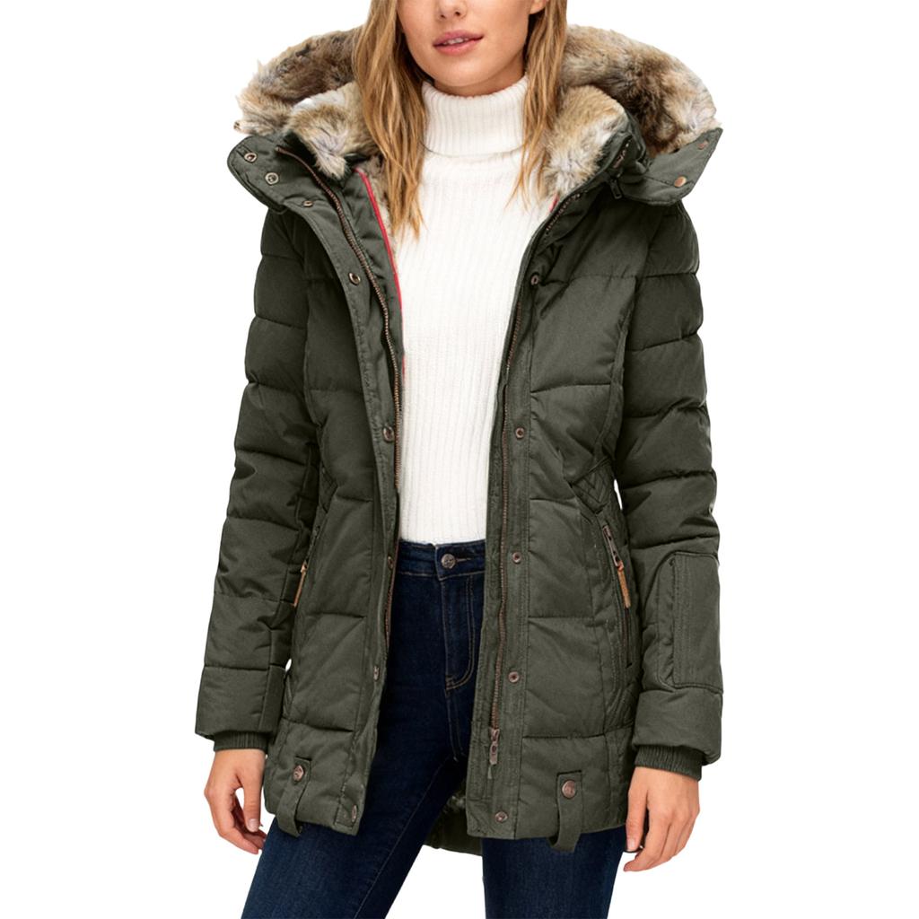 Women's Solid Color Hooded Acket Cotton Jacket