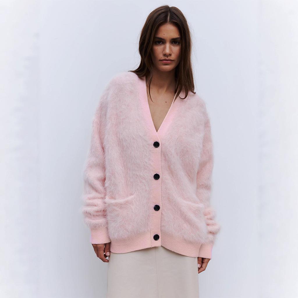 Mink Velvet Sweater Cardigan Women Autumn Winter Lazy Loose Knit Sweater Warm Sweater Cardigan Blend Comfortable Undercoat Long Sleeves Sweater