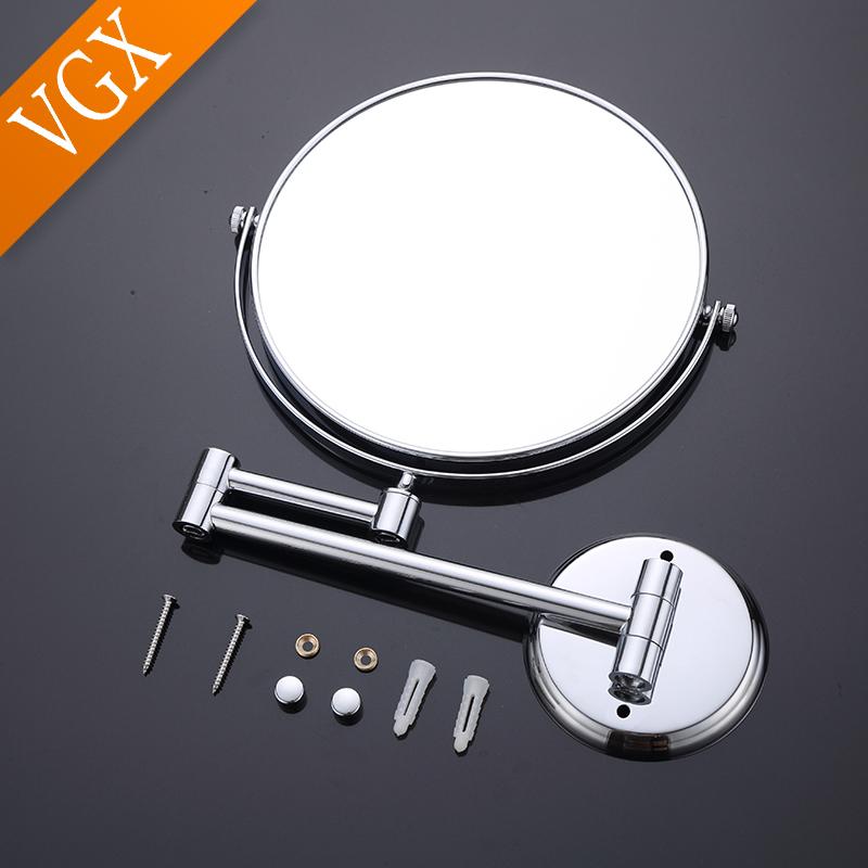 VGX Two Sided Vanity Makeup Mirror Bathroom Wall Mounted Folding Mirror 3x Magnifying Makeup Shaving Vanity Mirror Gold Chrome