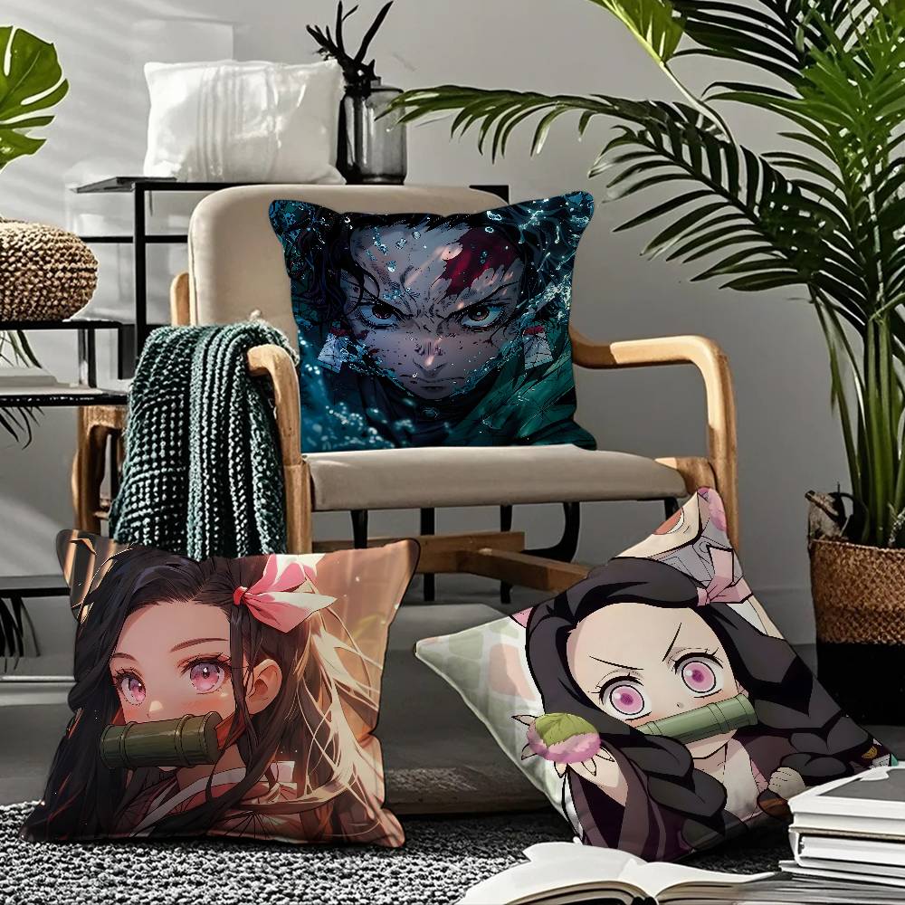 Anime D-Demon S-Slayer K-Kimetsu No Yaiba Pillow Case Comfort Sofa Bed Silky Elegant Invisible Zipper Custom Decorative Cushion