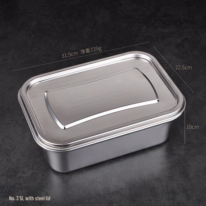 304 Stainless Steel Large Rectangular Food Storage Container for Kitchen and Refrigerator