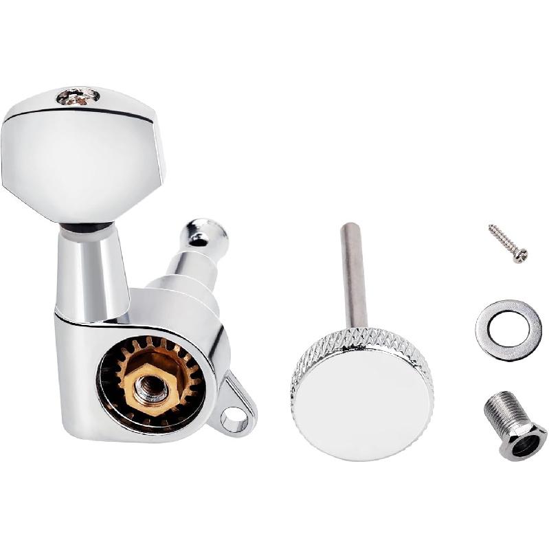 Banworks 6-In-Line Guitar Locking String Tuning Pegs 18:1 Ratio Sealed Guitar Tuning Keys Machines with 45 Degree Fixing Tag for Strat ST Tele