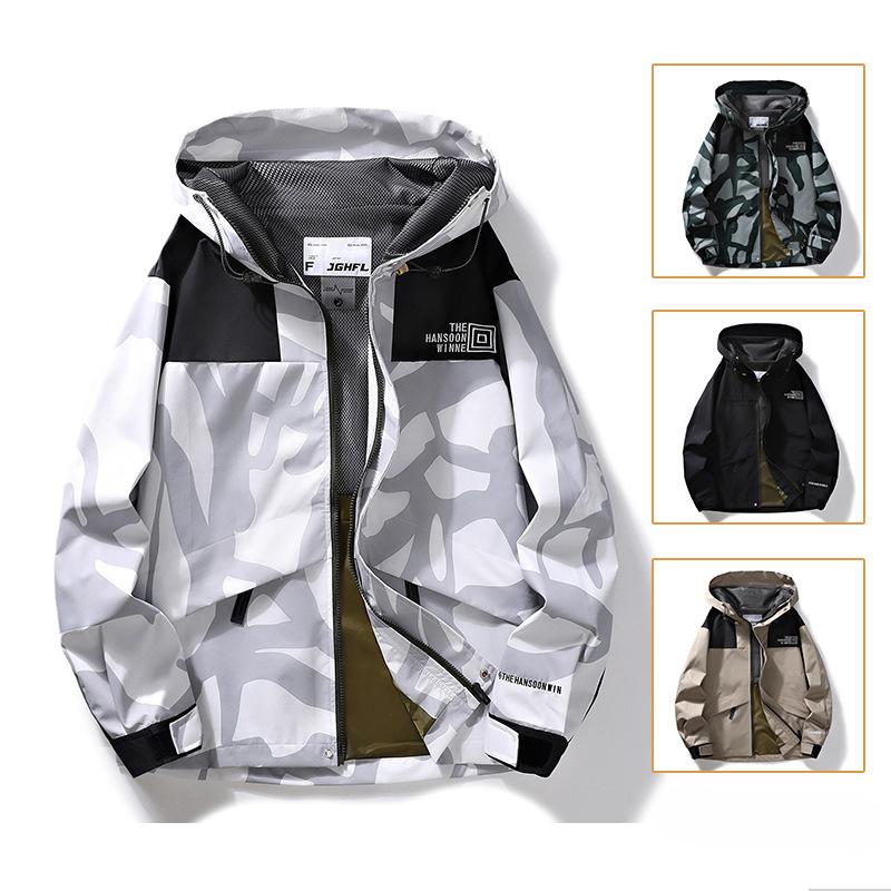 Coat New Outdoor Hooded Men's Casual Trendy Spring and Autumn Workwear Hooded Fashion Jacket Loose Clothes