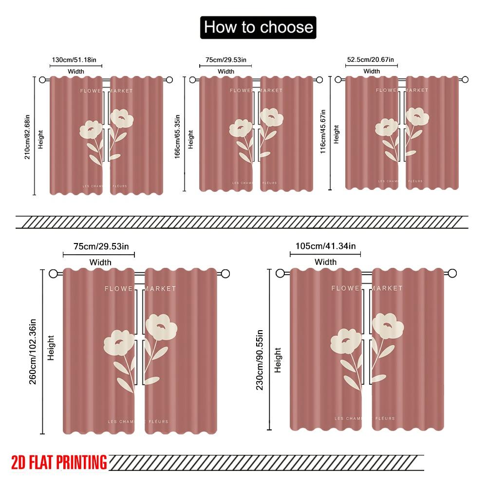 2pcs 2D flat printing Drapes Flower Market Fleurs Polyester Without Electricity Birthday Party Perfect for Holiday Party General