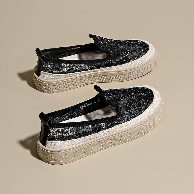 CRLAYDK Summer Women's Lace Flat Loafers Comfort Slip On Work Casual Walking Moccasins Lady Work Dressy Driving Boat Shoes