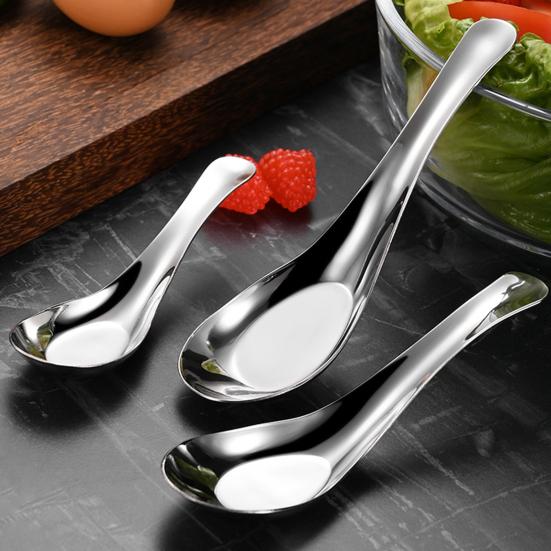 Suppenlöffel Edelstahl Esslöffel Robuster Dicker Kurzer Griff Tischlöffel für Suppe Müsli Brühe Dessert