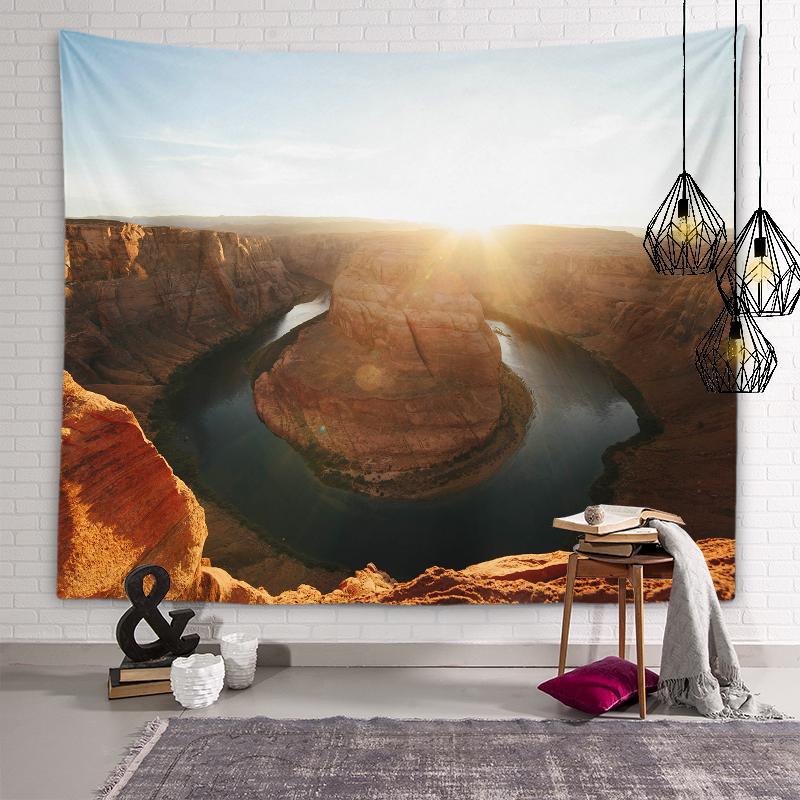 Natural Beauty Tapestry Winter Autumn Mountains River Wall Art Tapestry Dormitory Room Aesthetic Decor Bedroom Home Decor