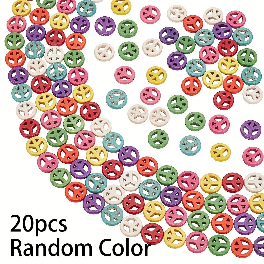 

20/50/100 шт. Бусины с логотипом мира, цветные синтетические бирюзовые бусины, плоские круглые резные полые декоративные бусины, принадлежности для изготовления браслетов и ювелирных изделий 20pcs разноцветный