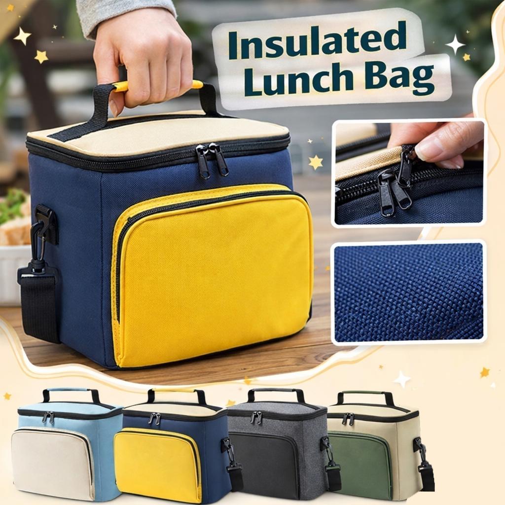 Lunch Bag for Adults - Cloth Thermal Lunch with Crossbody Strap and Handles