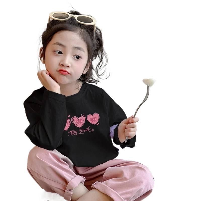 Girls' Pure Cotton Long-Sleeve T-Shirt - Korean Style Autumn Fashion, Stylish and Versatile Loose Fit Top for Kids