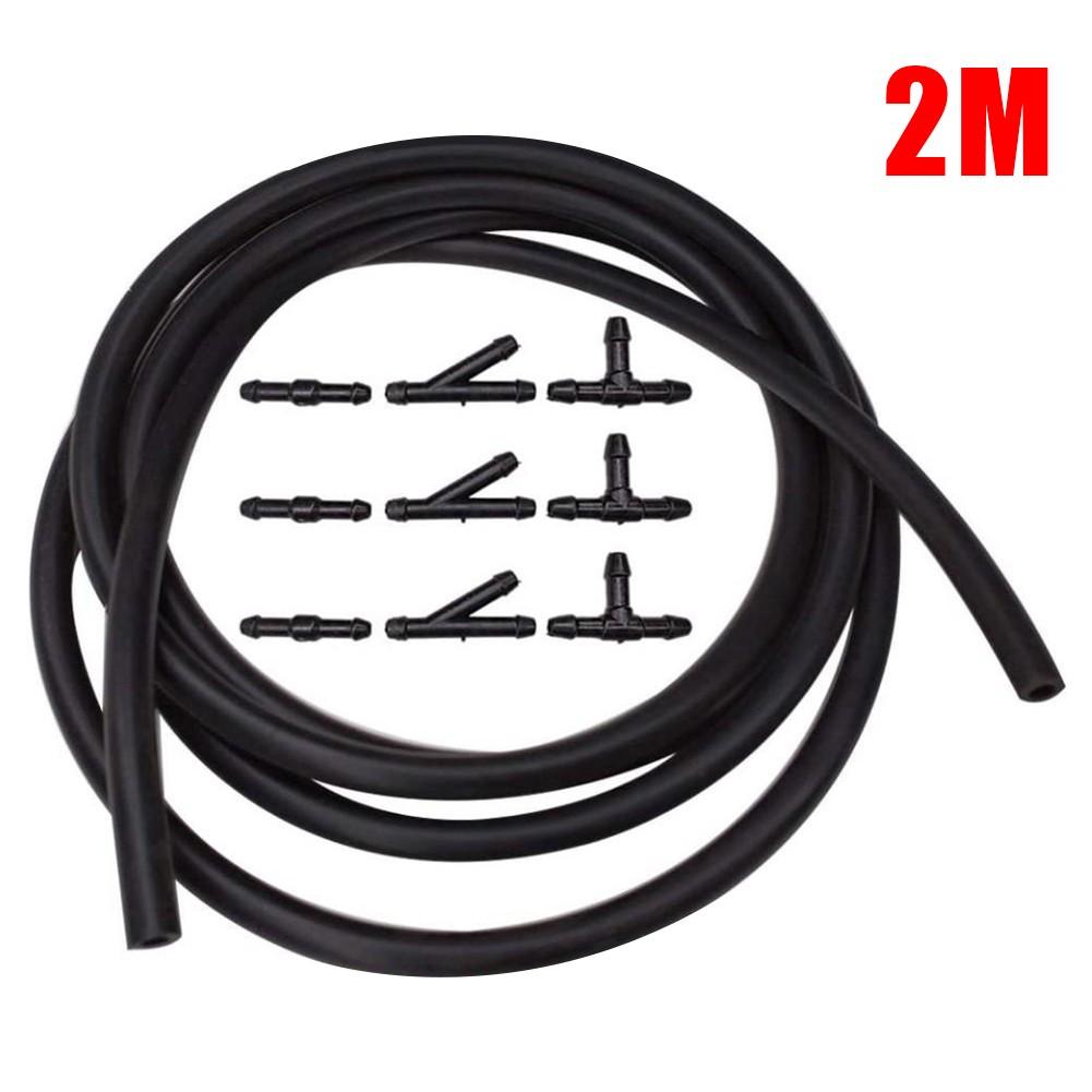 WINDSHIELD WASHER HOSE CONNECTOR Fluid Hose Replacement Replaces Splitter 2m 9PCS Accessory Black Car Practical