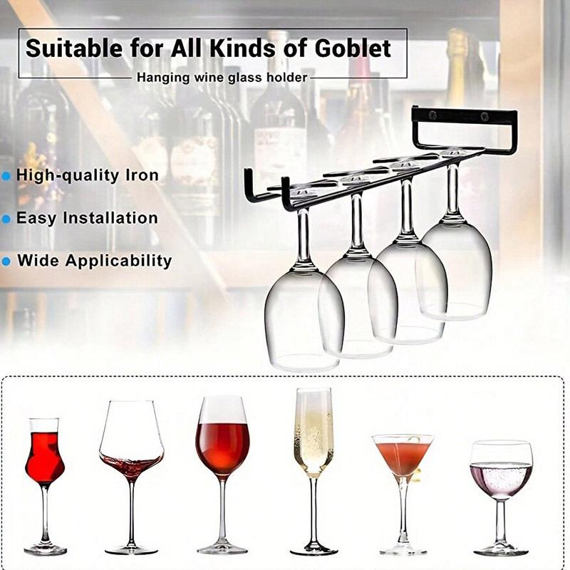 Duvara Monte Kadeh Tutucu Vidalarla Mutfak Şarap Kadehi Tutucu Bardak Askısı Kadeh Asma Rafı Bar Mutfak İçin Saklama Rafı