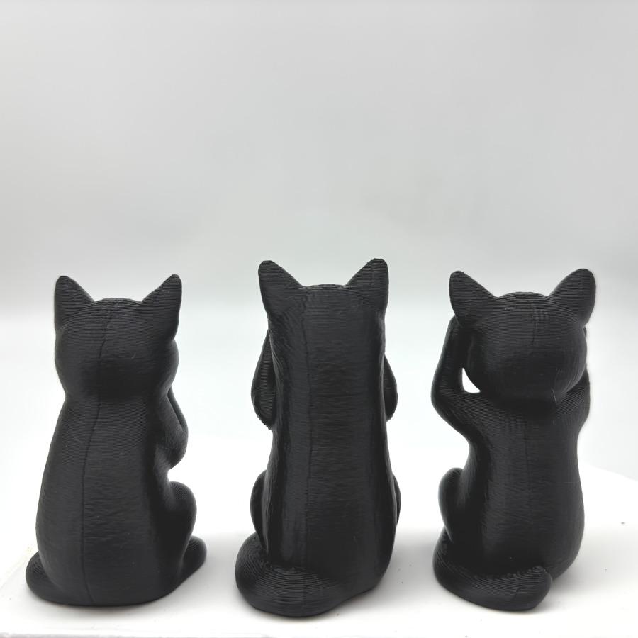 3 minimalistiska kattskulpturer med tre visdomskatter, kattformade skulpturer, unika heminredningssmarta ornament, designade utan lukt eller ord